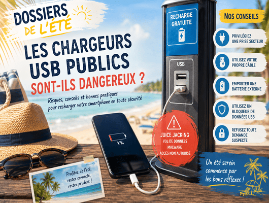 Chargeurs USB publics : sont-ils vraiment dangereux ? Le guide complet pour éviter le Juice Jacking en 2026 | MarcoServices informatique Langon