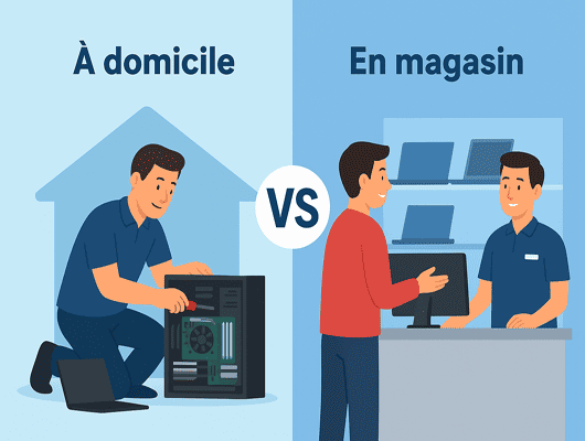 Dépannage à domicile contre dépannage en magasin | MarcoServices informatique Langon