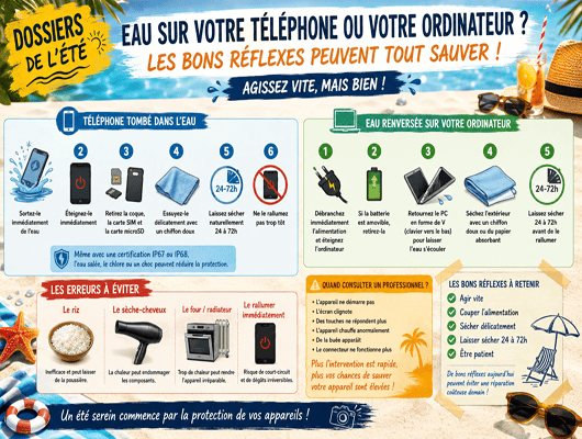 Téléphone tombé dans l'eau ou PC mouillé : les gestes qui peuvent sauver votre appareil | MarcoServices informatique Langon
