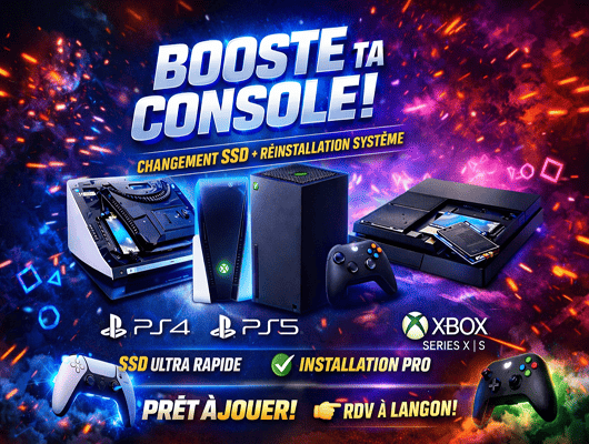  Remplacement SSD sur console et réinitialisation | marcoservices informatique langon